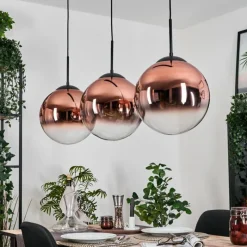 hofstein Gastor Suspension, Boule lumineuse, Suspension Clair, Cuivré, 3 lumières