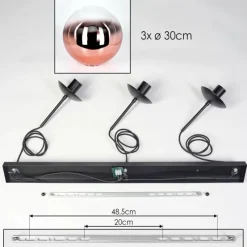 hofstein Gastor Suspension, Boule lumineuse, Suspension Clair, Cuivré, 3 lumières
