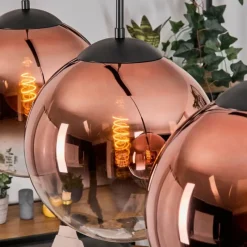 hofstein Gastor Suspension, Boule lumineuse, Suspension Clair, Cuivré, 3 lumières
