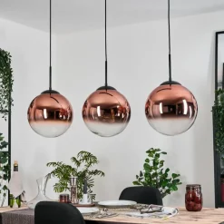 hofstein Gastor Suspension, Boule lumineuse, Suspension Clair, Cuivré, 3 lumières