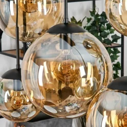 hofstein Gastor Suspension, Boule lumineuse, Suspension Ambre, 6 lumières