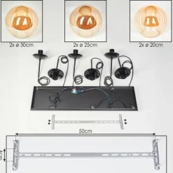 hofstein Gastor Suspension, Boule lumineuse, Suspension Ambre, 6 lumières