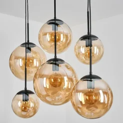 hofstein Gastor Suspension, Boule lumineuse, Suspension Ambre, 6 lumières