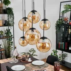 hofstein Gastor Suspension, Boule lumineuse, Suspension Ambre, 6 lumières