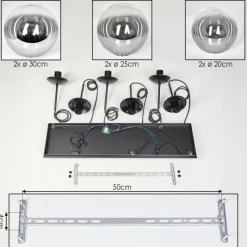 hofstein Gastor Suspension, Boule lumineuse, Suspension Clair, Fumé, 6 lumières