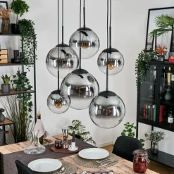 hofstein Gastor Suspension, Boule lumineuse, Suspension Clair, Fumé, 6 lumières