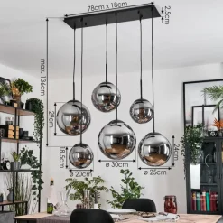 hofstein Gastor Suspension, Boule lumineuse, Suspension Fumé, 6 lumières