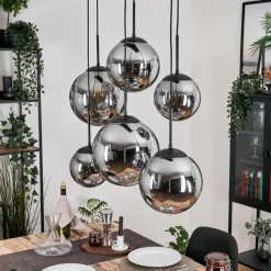 hofstein Gastor Suspension, Boule lumineuse, Suspension Fumé, 6 lumières