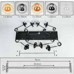 hofstein Gastor Suspension, Boule lumineuse, Suspension Ambre, Clair, Fumé, 8 lumières