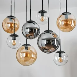 hofstein Gastor Suspension, Boule lumineuse, Suspension Ambre, Clair, Fumé, 8 lumières