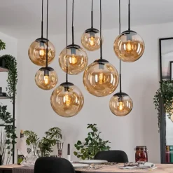 hofstein Gastor Suspension, Boule lumineuse, Suspension Ambre, 8 lumières