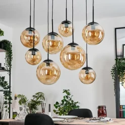 hofstein Gastor Suspension, Boule lumineuse, Suspension Ambre, 8 lumières