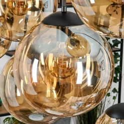 hofstein Gastor Suspension, Boule lumineuse, Suspension Ambre, 8 lumières