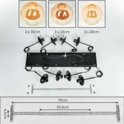 hofstein Gastor Suspension, Boule lumineuse, Suspension Ambre, 8 lumières