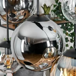 hofstein Gastor Suspension, Boule lumineuse, Suspension Ambre, Clair, Fumé, 6 lumières