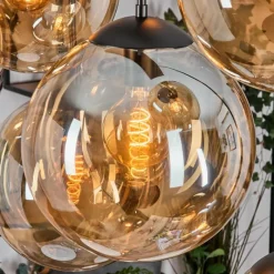 hofstein Gastor Suspension, Boule lumineuse, Suspension Ambre, 8 lumières
