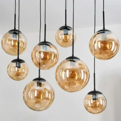 hofstein Gastor Suspension, Boule lumineuse, Suspension Ambre, 8 lumières