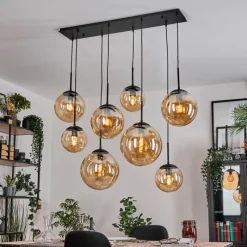 hofstein Gastor Suspension, Boule lumineuse, Suspension Ambre, 8 lumières