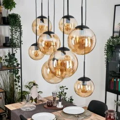 hofstein Gastor Suspension, Boule lumineuse, Suspension Ambre, 8 lumières