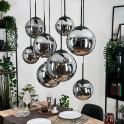 hofstein Gastor Suspension, Boule lumineuse, Suspension Fumé, 8 lumières