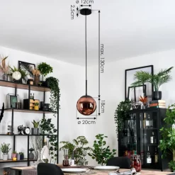 hofstein Gastor Suspension, Boule lumineuse, Suspension Cuivré, 1 lumière