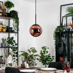 hofstein Gastor Suspension, Boule lumineuse, Suspension Cuivré, 1 lumière