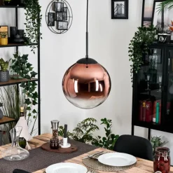 hofstein Gastor Suspension, Boule lumineuse, Suspension 30 cm Clair, Cuivré, 1 lumière