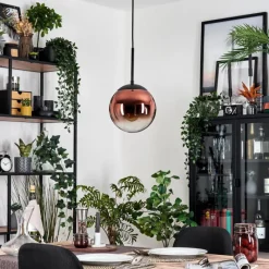 hofstein Gastor Suspension, Boule lumineuse, Suspension Clair, Cuivré, 1 lumière