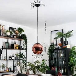 hofstein Gastor Suspension, Boule lumineuse, Suspension Cuivré, 1 lumière