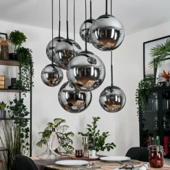 hofstein Gastor Suspension, Boule lumineuse, Suspension Fumé, 8 lumières