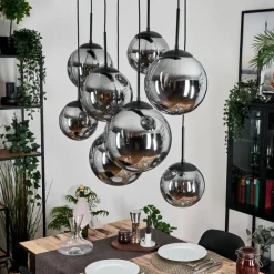 hofstein Gastor Suspension, Boule lumineuse, Suspension Fumé, 8 lumières