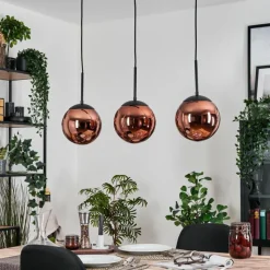 hofstein Gastor Suspension, Boule lumineuse, Suspension Cuivré, 3 lumières