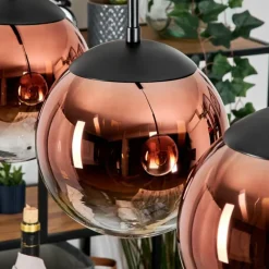 hofstein Gastor Suspension, Boule lumineuse, Suspension 20 cm Clair, Cuivré, 3 lumières