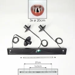 hofstein Gastor Suspension, Boule lumineuse, Suspension 20 cm Clair, Cuivré, 3 lumières