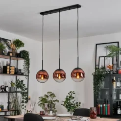 hofstein Gastor Suspension, Boule lumineuse, Suspension 20 cm Clair, Cuivré, 3 lumières