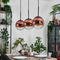 hofstein Gastor Suspension, Boule lumineuse, Suspension 20 cm Clair, Cuivré, 3 lumières