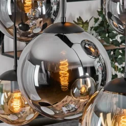 hofstein Gastor Suspension, Boule lumineuse, Suspension Ambre, Fumé, 6 lumières