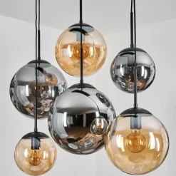hofstein Gastor Suspension, Boule lumineuse, Suspension Ambre, Fumé, 6 lumières