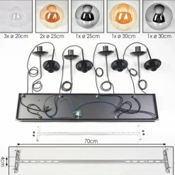 hofstein Gastor Suspension, Boule lumineuse, Suspension Ambre, Clair, Fumé, 8 lumières