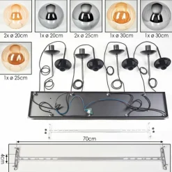 hofstein Gastor Suspension, Boule lumineuse, Suspension Ambre, Fumé, 8 lumières