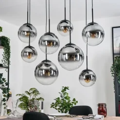 hofstein Gastor Suspension, Boule lumineuse, Suspension Clair, Fumé, 8 lumières