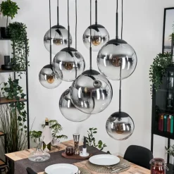 hofstein Gastor Suspension, Boule lumineuse, Suspension Clair, Fumé, 8 lumières