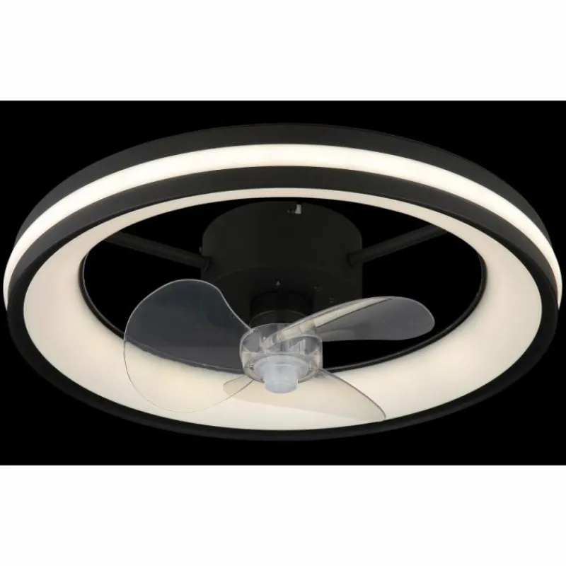Luminaires Globo Lighting Gatian Ventilateur de plafond lumineux LED Noir, 1 lumière, Télécommandes