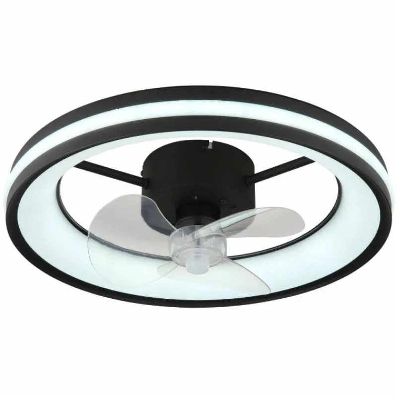 Luminaires Globo Lighting Gatian Ventilateur de plafond lumineux LED Noir, 1 lumière, Télécommandes