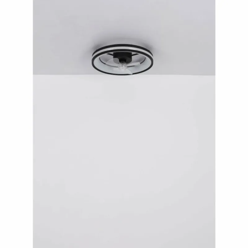 Luminaires Globo Lighting Gatian Ventilateur de plafond lumineux LED Noir, 1 lumière, Télécommandes