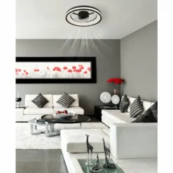 Luminaires Globo Lighting Gatian Ventilateur de plafond lumineux LED Noir, 1 lumière, Télécommandes