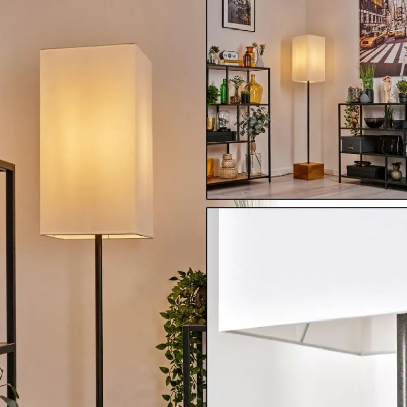 Lampes En Tissu-hofstein Geneva Lampadaire Écru, Noir, 1 lumière