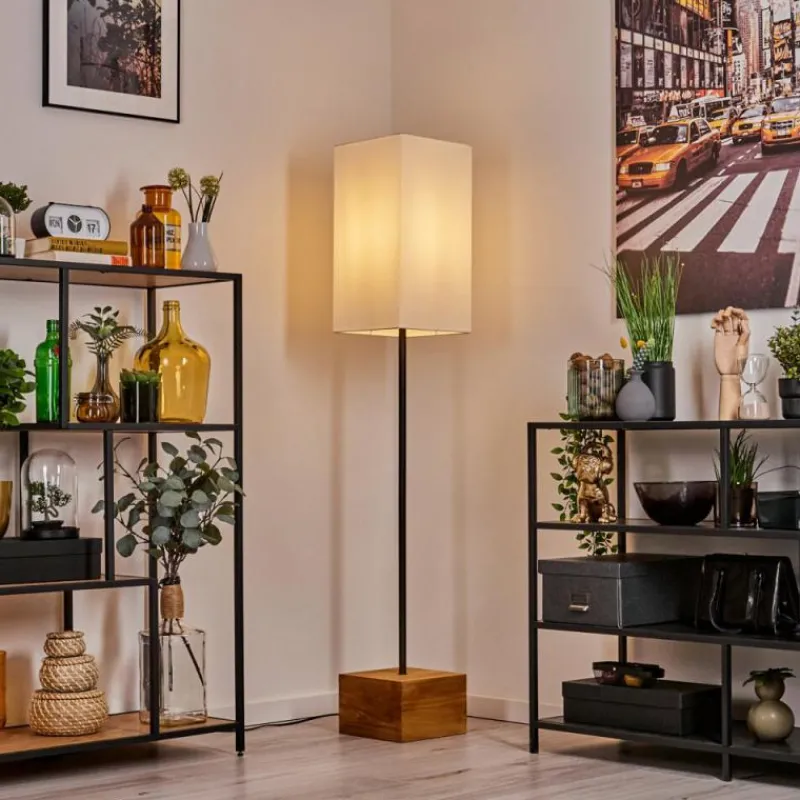 Lampes En Tissu-hofstein Geneva Lampadaire Écru, Noir, 1 lumière