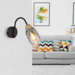 Suspension Verre Fumé-Luminaires Globo Lighting GERLY Applique murale Noir, 1 lumière