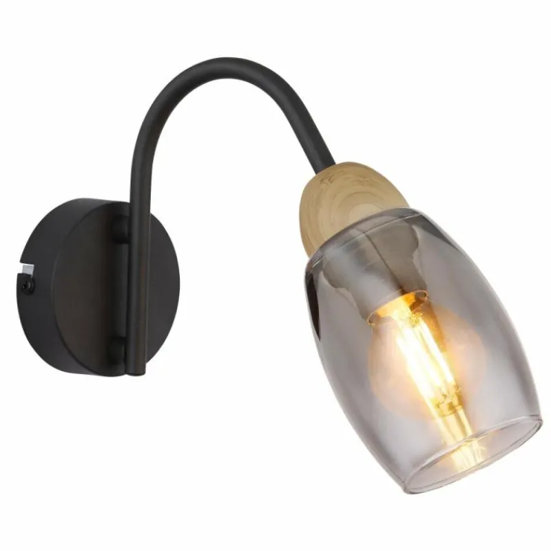 Suspension Verre Fumé-Luminaires Globo Lighting GERLY Applique murale Noir, 1 lumière